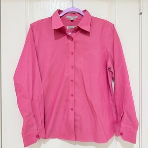 Pendleton Petite Pink Button Up Shirt Women 14P Non-Iron Shaped Fit 100% Cotton